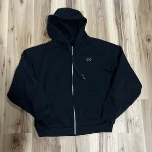 ALO Accolade Full Zip Hoodie Black Zip-Up Sweater Unisex | Men’s | Women’s